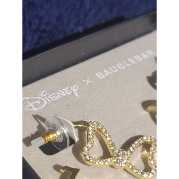 Disney x BaubleBar Gold Minnie Mouse Silhouette Rhinestone-encrusted Earrings - Picture 4 of 5